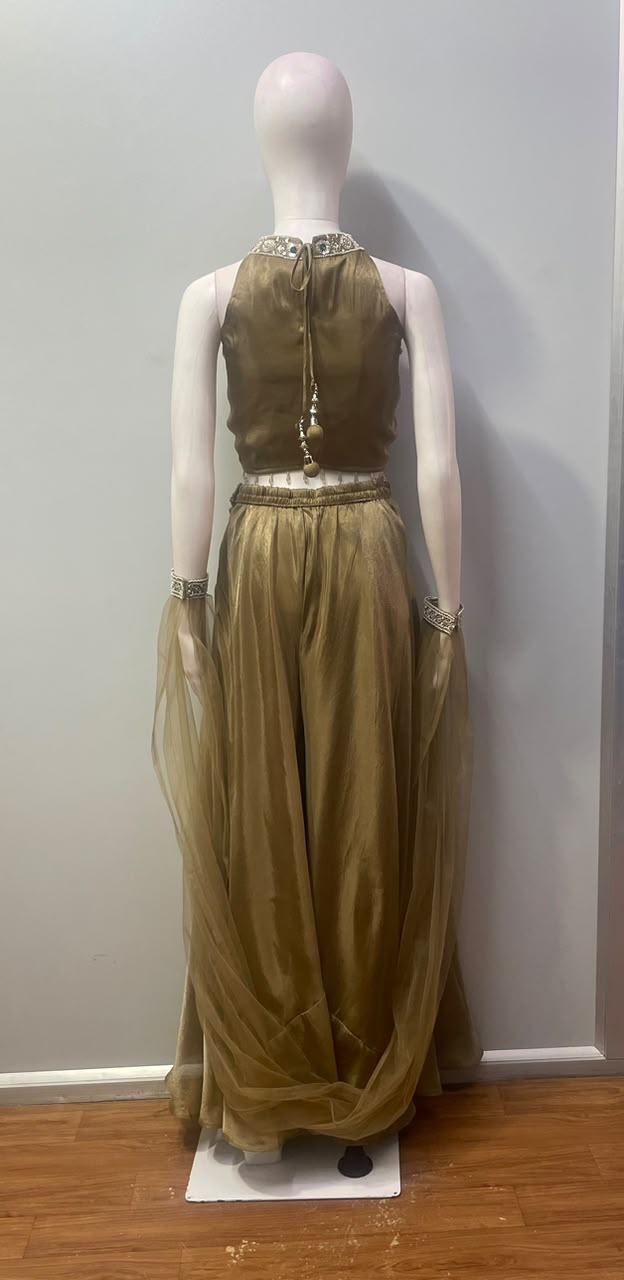 Antique Olive Multicolor Jewel Palazzo Set