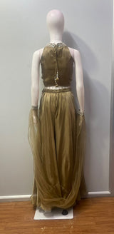 Antique Olive Multicolor Jewel Palazzo Set