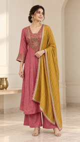 Dusty Rose Mustard Gold Kurta Set
