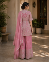 Blush Pink Embroidered Palazzo Set