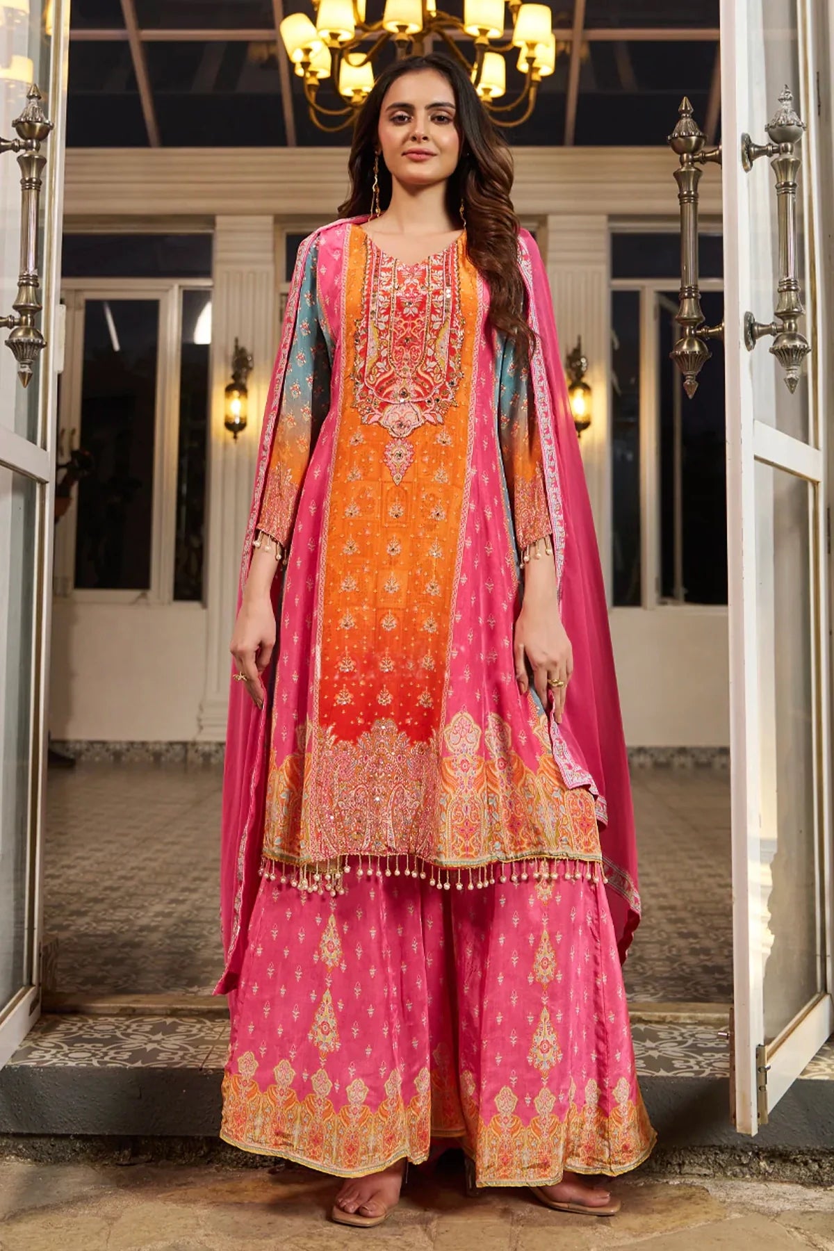 Rani Pink Embroidered Palazzo Set