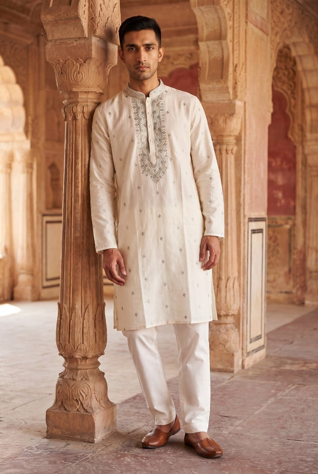 Ivory Silver Heritage Kurta Set