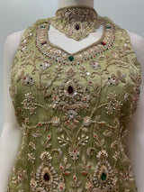Antique Olive Gold Jewel Palazzo Set