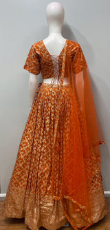 Tangerine Gold Embroidered Festive Lehenga Set