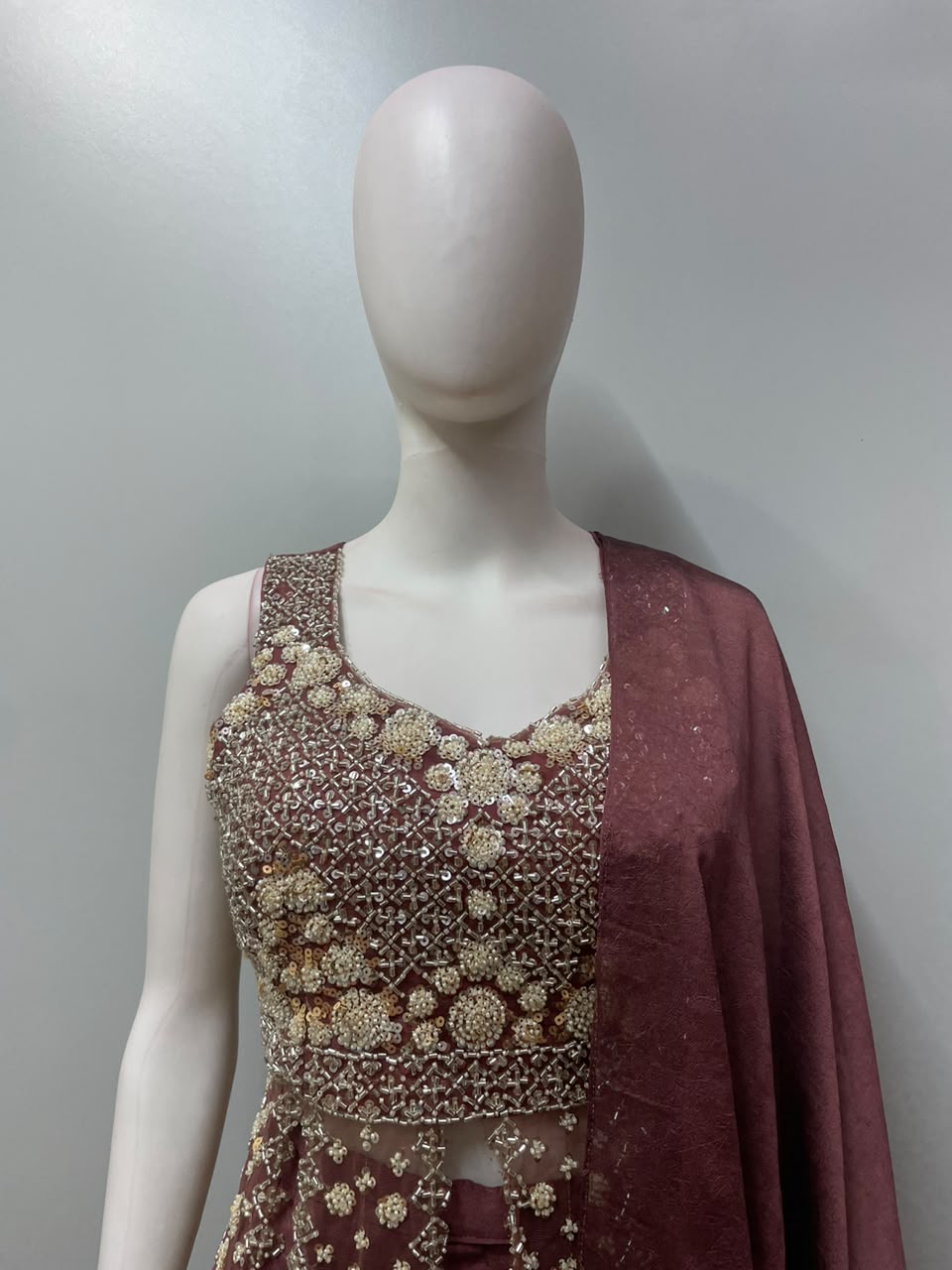 Burgundy Gold Embroidered Peplum Palazzo Set