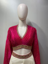 Fuchsia Gold Bandhani Palazzo Set