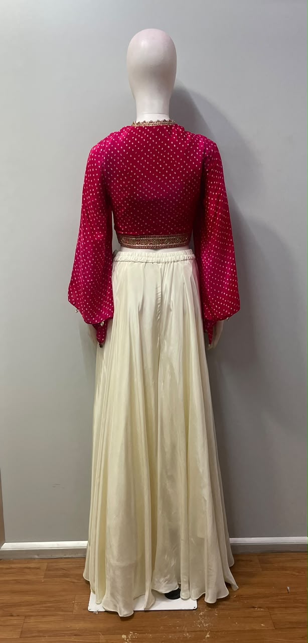 Fuchsia Gold Bandhani Palazzo Set