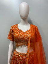 Tangerine Gold Embroidered Festive Lehenga Set