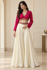 Fuchsia Gold Bandhani Palazzo Set