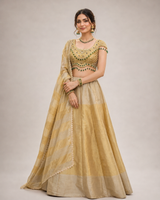 Champagne Gold Emerald Beaded Lehenga Ensemble