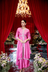 Fuchsia Mirror Embellished Angrakha Set |Label S4U