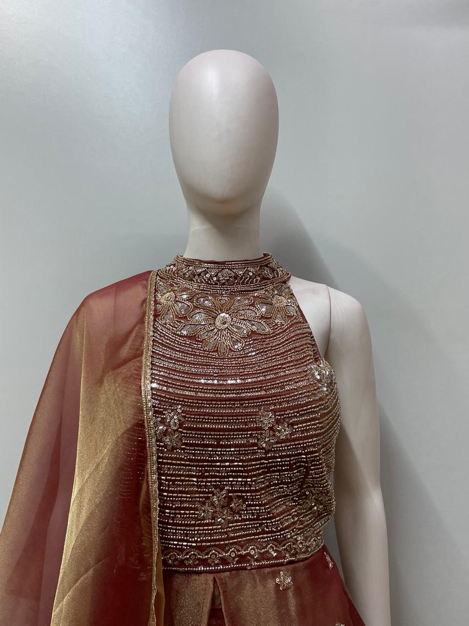 Vintage Rose Antique Gold Halter Palazzo Set