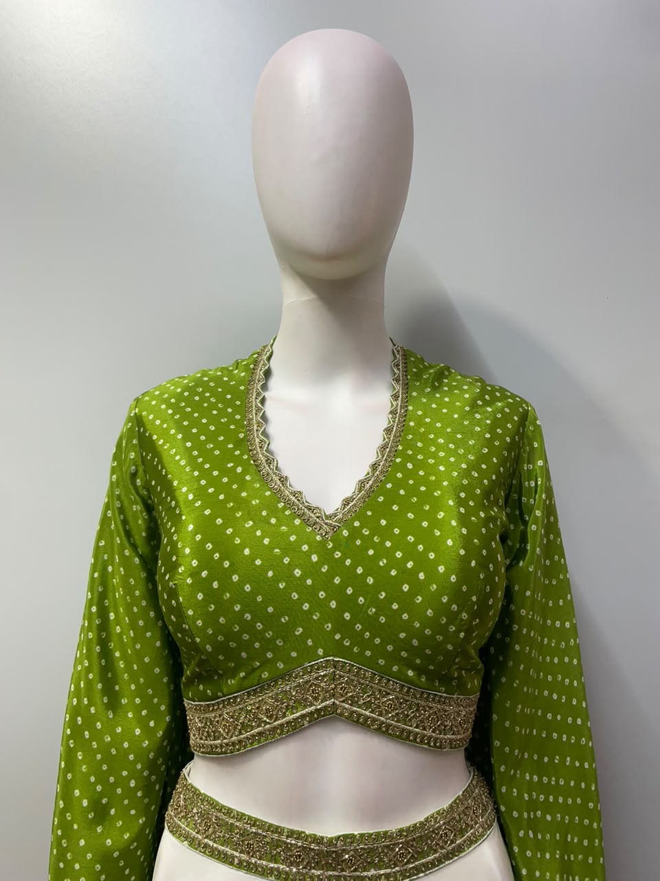 Olive Green Gold Bandhani Palazzo Set
