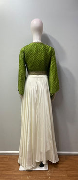 Olive Green Gold Bandhani Palazzo Set