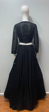 Black Sequin Corset Palazzo Jacket Set