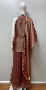 Vintage Rose Antique Gold Halter Palazzo Set