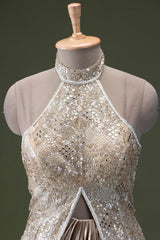 Champagne Gold Silver Crystal Jewel Cape Draped Skirt Set