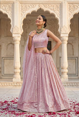 Blush Pink Brocade Lehenga Set