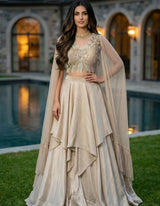 Champagne Drape Lehenga Set