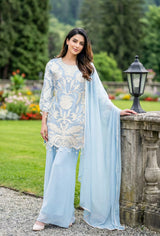 Powder Blue Embroidered Suit Set