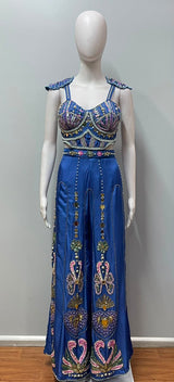 Royal Blue Embellished Jumpsuit Gown - view 10
