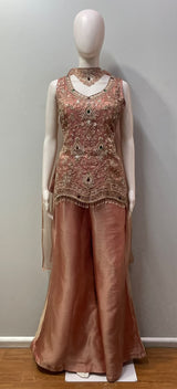 Dusty Peach Antique Gold Jewel Palazzo Set