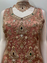 Dusty Peach Antique Gold Jewel Palazzo Set