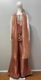 Dusty Peach Antique Gold Jewel Palazzo Set