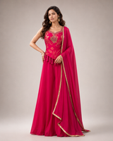 Rani Pink Gold Embroidered Palazzo Set