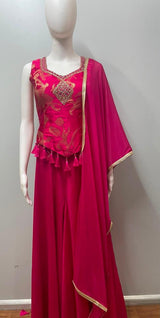 Rani Pink Gold Embroidered Palazzo Set