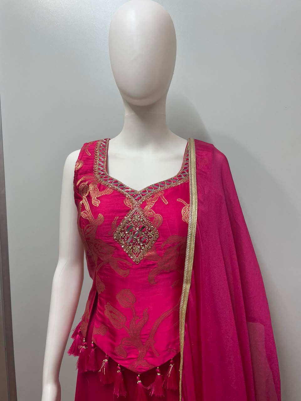 Rani Pink Gold Embroidered Palazzo Set