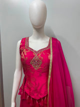 Rani Pink Gold Embroidered Palazzo Set