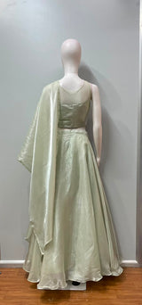 Sage Pearl Embellished Draped Lehenga Set