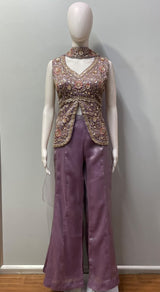 Dusty Lilac Gold Floral Palazzo Set