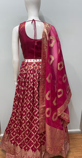 Rani Pink Gold Zari Lehenga Set