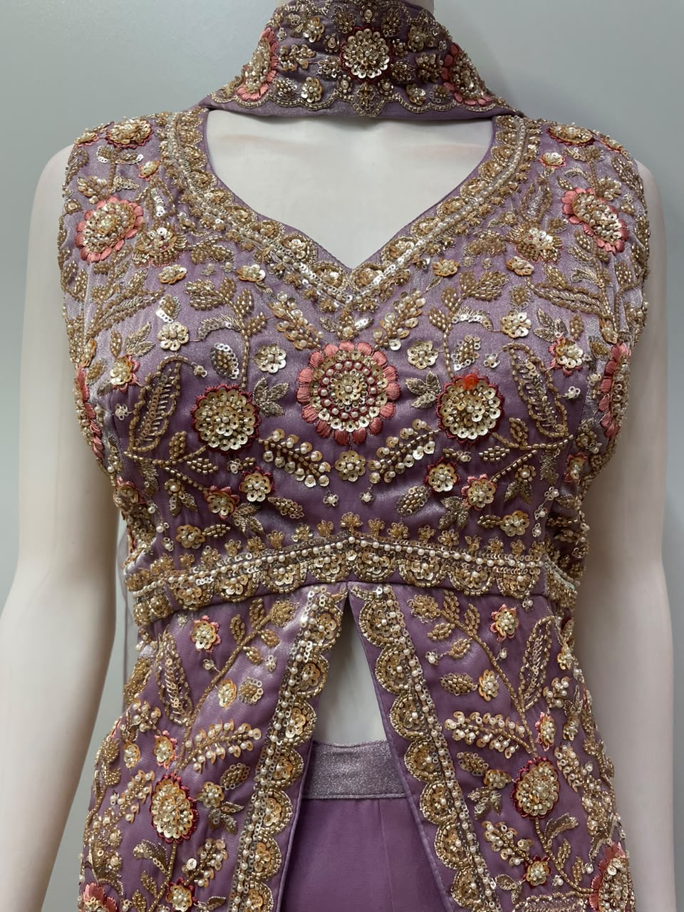 Dusty Lilac Gold Floral Palazzo Set