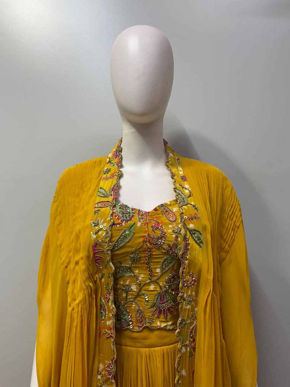 Antique Mustard Multicolor Paisley Cape Palazzo Set