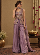 Dusty Lilac Gold Floral Palazzo Set