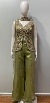 Sage Olive Gold Floral Palazzo Set