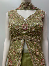 Sage Olive Gold Floral Palazzo Set