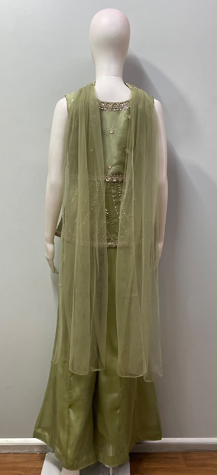 Sage Olive Gold Floral Palazzo Set