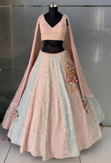 Blush Mint Pearl Embroidered Lehenga Ensemble