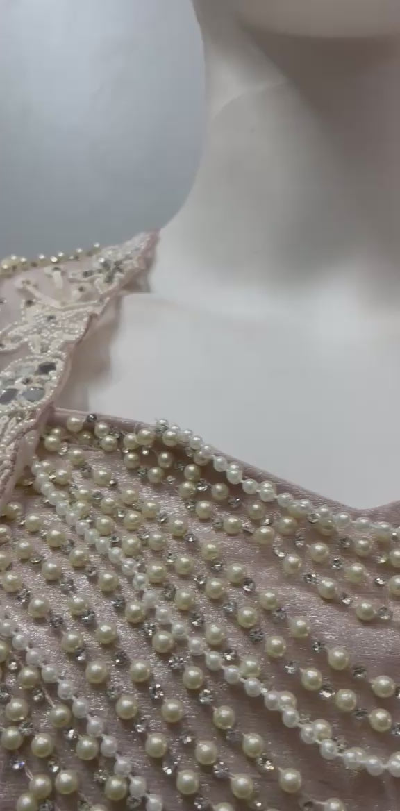 Taupe Pearl Jacket Draped Saree Couture