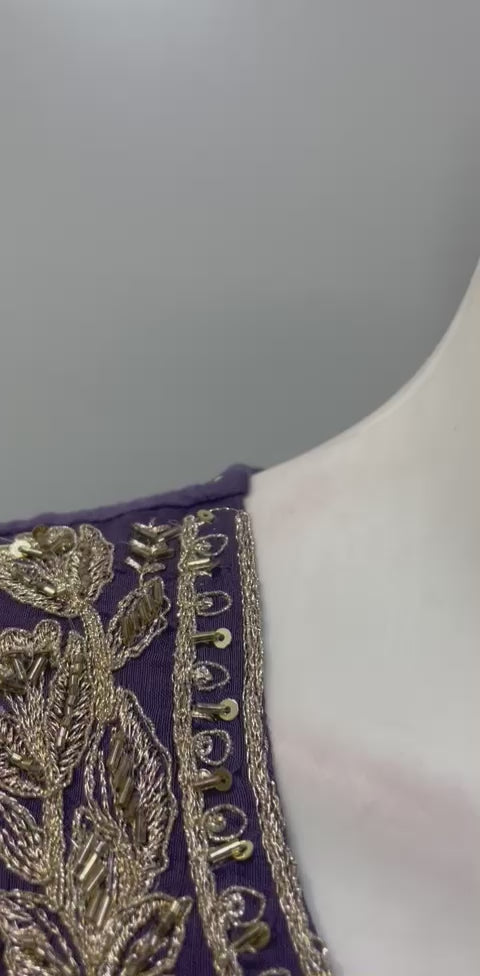 Smoky Purple Antique Gold Anarkali Set