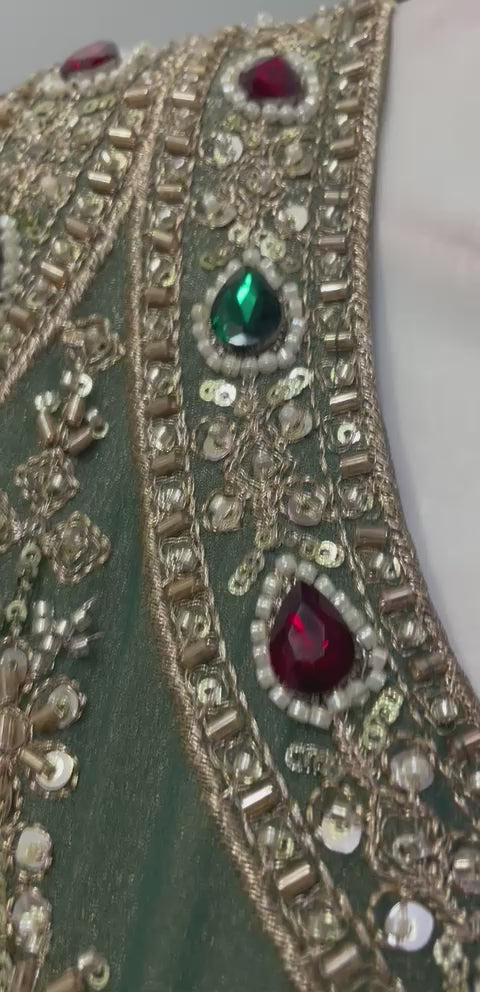 Sage Olive Gold Jewel Palazzo Set