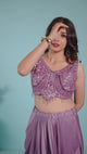 Pink Embellished Pre-Draped Georgette Saree with Sequin Blouse & Sheer Cape