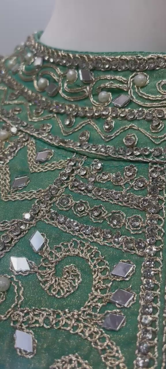 Aqua Zari Draped Saree Set