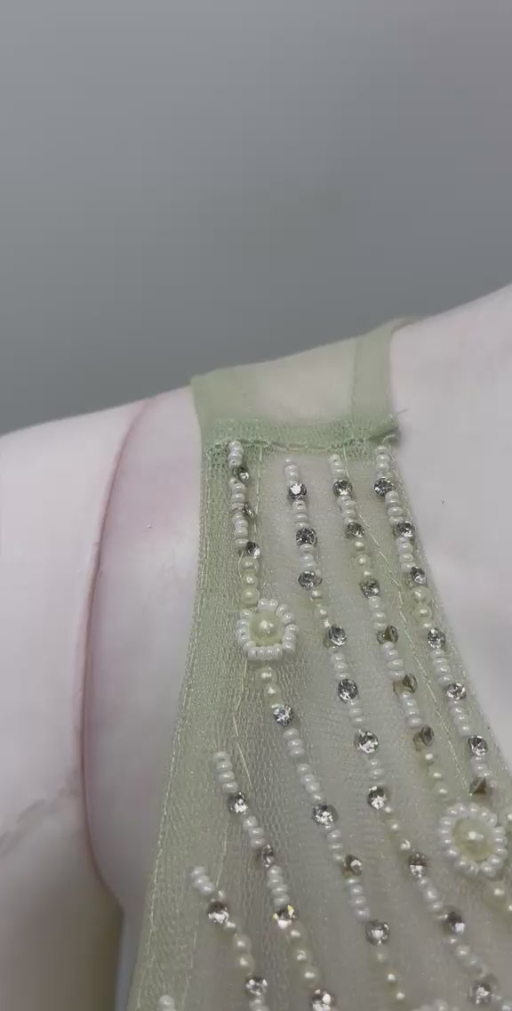 Sage Pearl Embellished Draped Lehenga Set