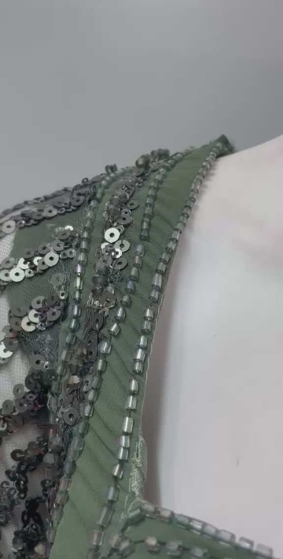Olive Noir Embellished Corset Saree Set