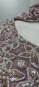 Mauve Silver Draped Saree Set